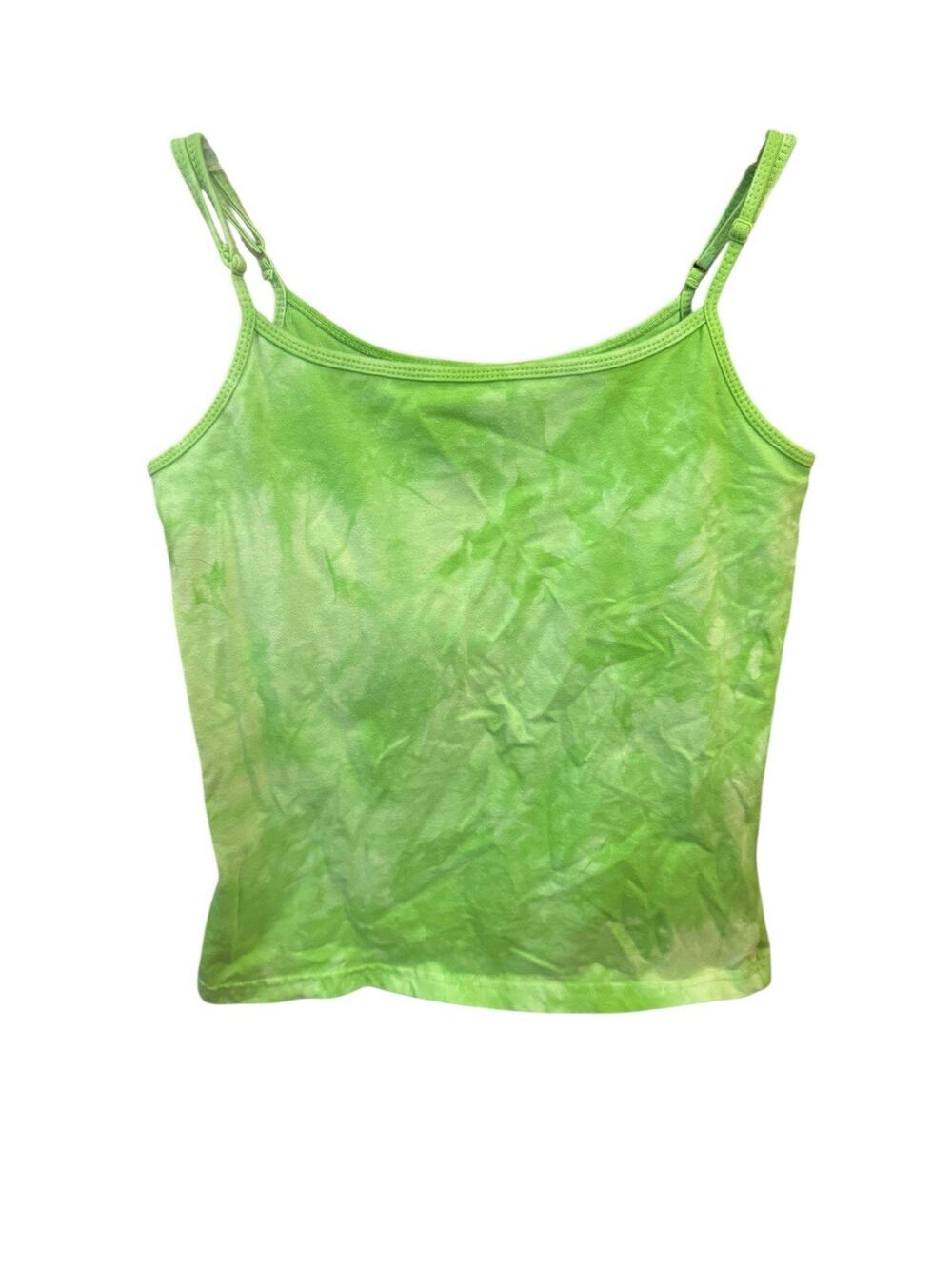 Vintage Y2K Faded Glory Green Cami Camisole Tank Small Built In Bra